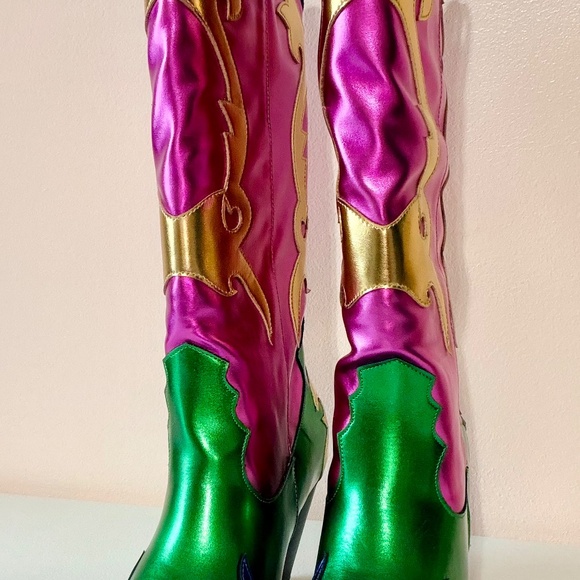 Cape Robbin Metallic Multi Color 3" Block Heel Western Cowboy Boots - Picture 8 of 9
